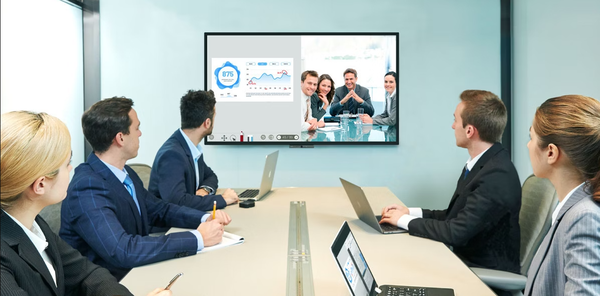 Man presenting on a Touchline panel